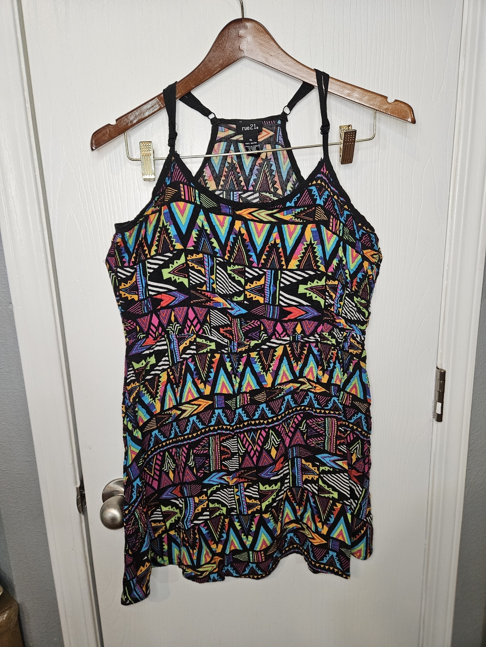 Rue21 Black Multicolor Tribal Tank Top